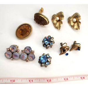 Vintage Clip-on Screw Back Earrings Collection of Five Pair Ct555